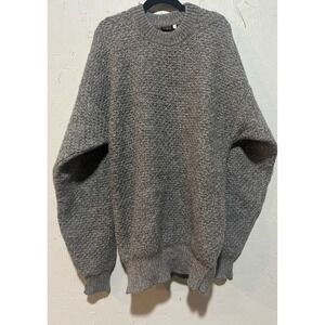 Vintage 100% Alpaca LB Pullover Sweater Made Peru Crewneck Beautiful Brown